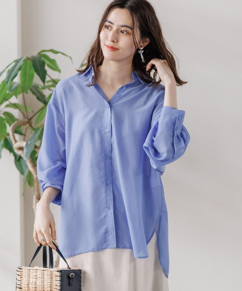 LEPSIM(レプシィム)の「アソートシアー長袖シャツ 177298(シャツ/ブラウス・レディース・ブラック/ベージュ/ピンク/オフホワイト/イエロー/ブルー・FREE)」の4枚目の写真