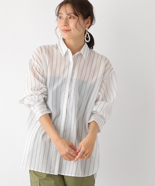 LEPSIM(レプシィム)の「アソートシアー長袖シャツ 177298(シャツ/ブラウス・レディース・ブラック/ベージュ/ピンク/オフホワイト/イエロー/ブルー・FREE)」の7枚目の写真