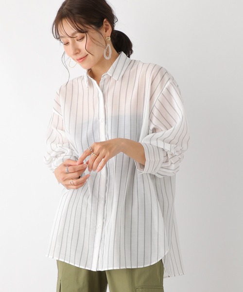 LEPSIM(レプシィム)の「アソートシアー長袖シャツ 177298(シャツ/ブラウス・レディース・ブラック/ベージュ/ピンク/オフホワイト/イエロー/ブルー・FREE)」の8枚目の写真