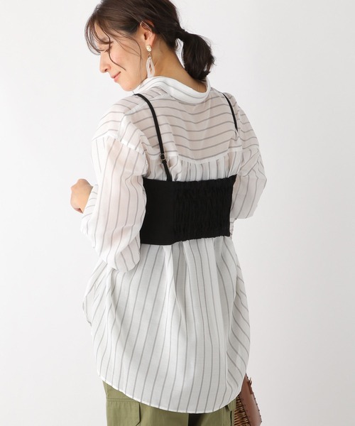 LEPSIM(レプシィム)の「アソートシアー長袖シャツ 177298(シャツ/ブラウス・レディース・ブラック/ベージュ/ピンク/オフホワイト/イエロー/ブルー・FREE)」の10枚目の写真