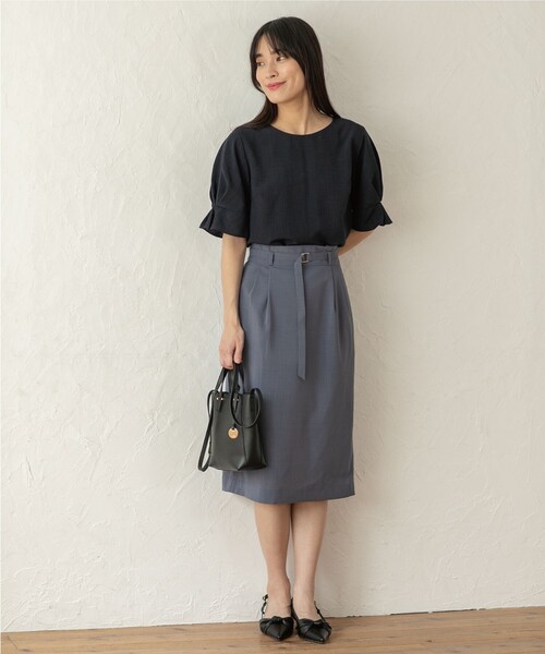 index（インデックス）の「◆≪エマール検証済 洗える≫セットアップ対応 ベルト付タイトスカート【洗濯機洗い可/接触冷感/イージーケア等】（スカート・レディース・チャコールグレー/ブラック/キャメル/グリーン・36/38/40/42）」の10枚目の写真