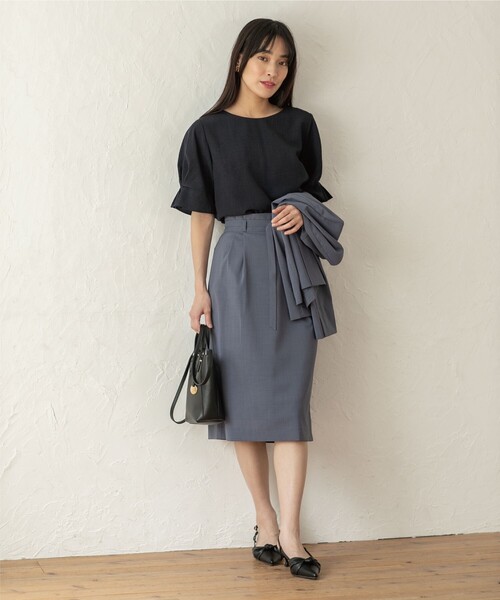 index（インデックス）の「◆≪エマール検証済 洗える≫セットアップ対応 ベルト付タイトスカート【洗濯機洗い可/接触冷感/イージーケア等】（スカート・レディース・チャコールグレー/ブラック/キャメル/グリーン・36/38/40/42）」の15枚目の写真