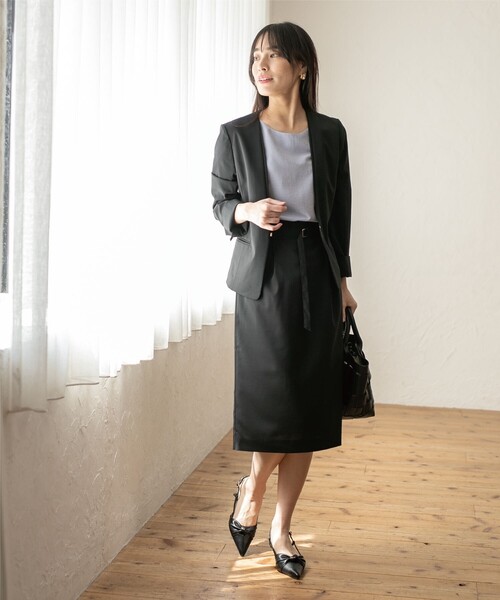 index（インデックス）の「◆≪エマール検証済 洗える≫セットアップ対応 ベルト付タイトスカート【洗濯機洗い可/接触冷感/イージーケア等】（スカート・レディース・チャコールグレー/ブラック/キャメル/グリーン・36/38/40/42）」の11枚目の写真