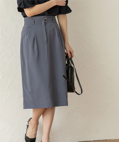 index（インデックス）の「◆≪エマール検証済 洗える≫セットアップ対応 ベルト付タイトスカート【洗濯機洗い可/接触冷感/イージーケア等】（スカート・レディース・チャコールグレー/ブラック/キャメル/グリーン・36/38/40/42）」の3枚目の写真