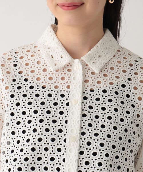 OPAQUE.CLIP（オペークドットクリップ）の「◆セットアップ対応 サークルモチーフレース クロップドシャツ【イージーケア/洗濯機洗い可】（シャツ/ブラウス・レディース・ホワイト系/ブラック・40/38）」の17枚目の写真