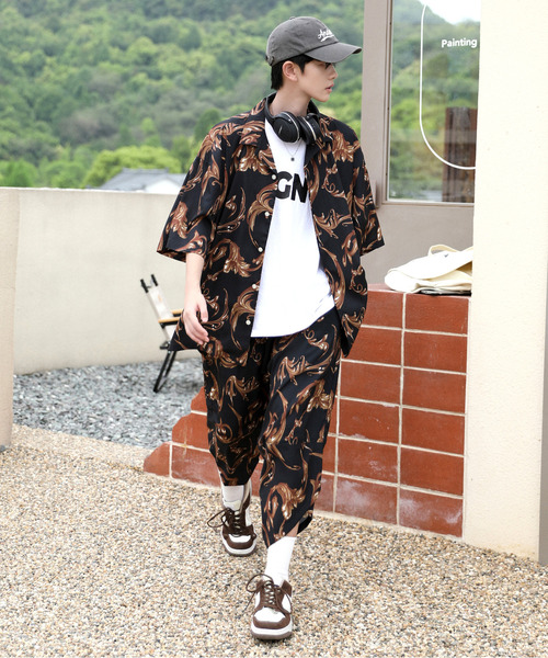 neos（ネオス）の「【neos -addictive design-】ルーズシルエット 総柄 オープンカラーシャツ＆アラジンパンツ セットアップ（セットアップ・メンズ・ネイビー系/ブラック系/ホワイト系・X-LARGE/MEDIUM/LARGE）」の12枚目の写真