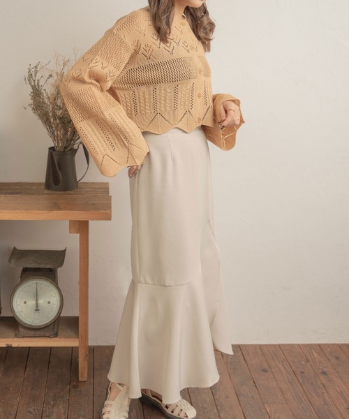 Ambre Neige（アンブルネージュ）の「２WAYスカラップ透かし編みカーディガン／【WEB/EC限定商品】（カーディガン/ボレロ・レディース・アイボリー/ライトベージュ・FREE）」の11枚目の写真