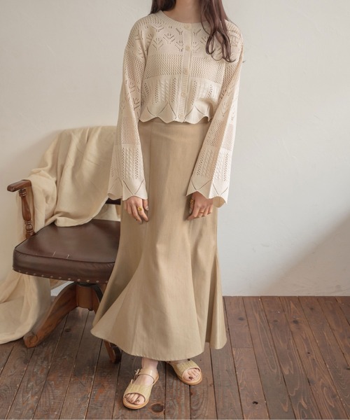 Ambre Neige（アンブルネージュ）の「２WAYスカラップ透かし編みカーディガン／【WEB/EC限定商品】（カーディガン/ボレロ・レディース・アイボリー/ライトベージュ・FREE）」の4枚目の写真