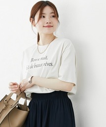 裾ラウンドロゴプリントTシャツ【接触冷感・UVカット】