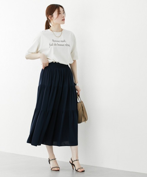 nissen（ニッセン）の「裾ラウンドロゴプリントＴシャツ【接触冷感・ＵＶカット】（Tシャツ/カットソー・レディース・ブルー/アイボリー/ブラック・LL/M/L）」の10枚目の写真