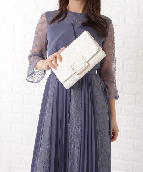 Lace Ladies（レースレディース）の「メタリックバックル付き総レースクラッチバッグ（クラッチバッグ・レディース・ブラック/アイボリー/グレー・FREE）」の12枚目の写真