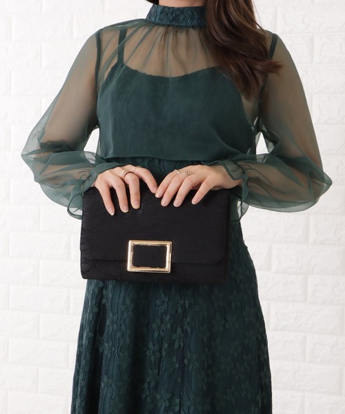 Lace Ladies（レースレディース）の「メタリックバックル付き総レースクラッチバッグ（クラッチバッグ・レディース・ブラック/アイボリー/グレー・FREE）」の17枚目の写真