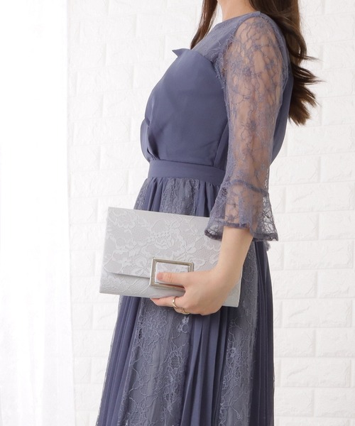 Lace Ladies（レースレディース）の「メタリックバックル付き総レースクラッチバッグ（クラッチバッグ・レディース・ブラック/アイボリー/グレー・FREE）」の9枚目の写真