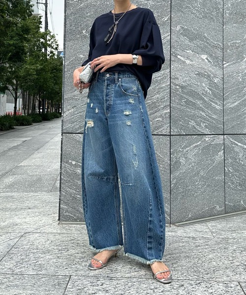 DouDou（ドゥドゥ）の「袖リブ7分袖バックボタンジョーゼットブラウス（シャツ/ブラウス・レディース・チャコールグレー/ライトグレー/ネイビー/オフホワイト・FREE）」の16枚目の写真