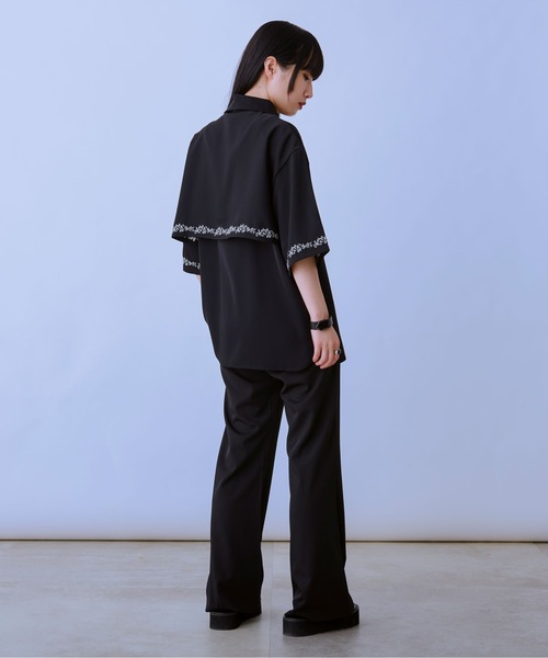 2265Z 美品 エトロ リネン刺繍シャツ 黒 長袖42 ブランド古着