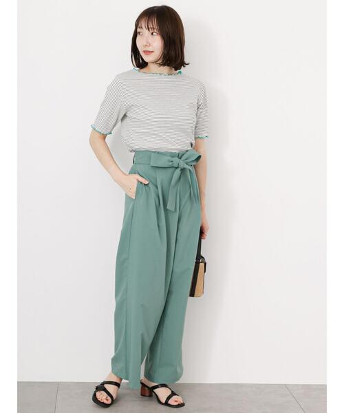 Te chichi TERRASSE（テチチテラス）の「テレコバイカラーメロートップス（Tシャツ/カットソー・レディース・ブラック/ブルー/オフホワイト・F）」の7枚目の写真