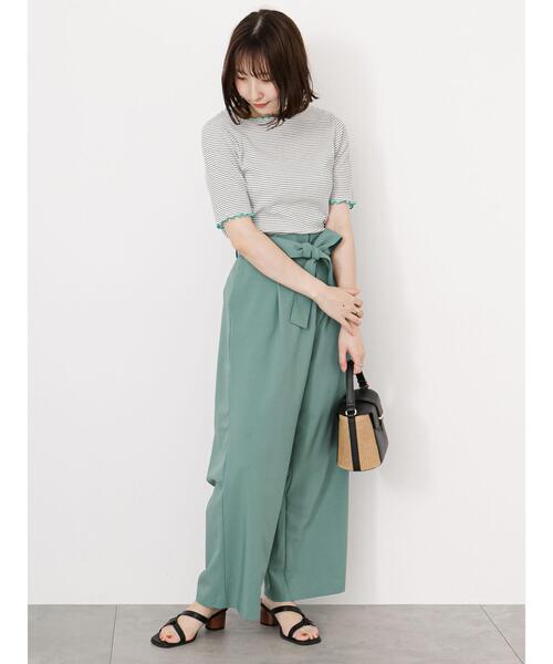 Te chichi TERRASSE（テチチテラス）の「テレコバイカラーメロートップス（Tシャツ/カットソー・レディース・ブラック/ブルー/オフホワイト・F）」の8枚目の写真