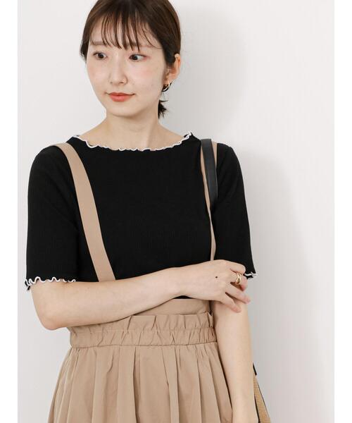 Te chichi TERRASSE（テチチテラス）の「テレコバイカラーメロートップス（Tシャツ/カットソー・レディース・ブラック/ブルー/オフホワイト・F）」の15枚目の写真