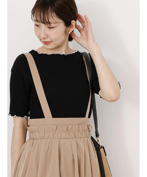 Te chichi TERRASSE（テチチテラス）の「テレコバイカラーメロートップス（Tシャツ/カットソー・レディース・ブラック/ブルー/オフホワイト・F）」の16枚目の写真