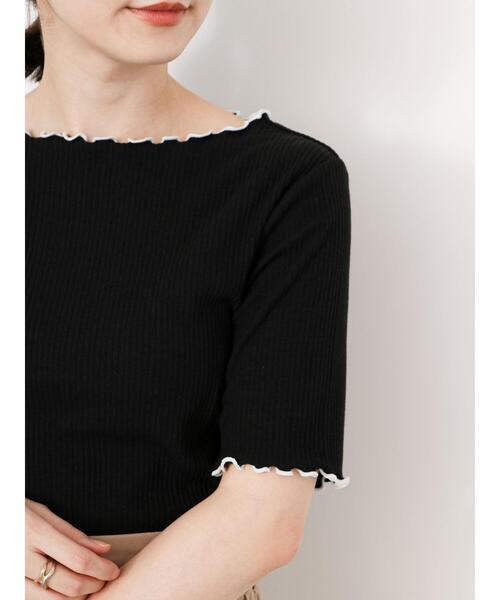 Te chichi TERRASSE（テチチテラス）の「テレコバイカラーメロートップス（Tシャツ/カットソー・レディース・ブラック/ブルー/オフホワイト・F）」の21枚目の写真