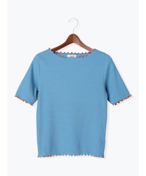 Te chichi TERRASSE（テチチテラス）の「テレコバイカラーメロートップス（Tシャツ/カットソー・レディース・ブラック/ブルー/オフホワイト・F）」の22枚目の写真