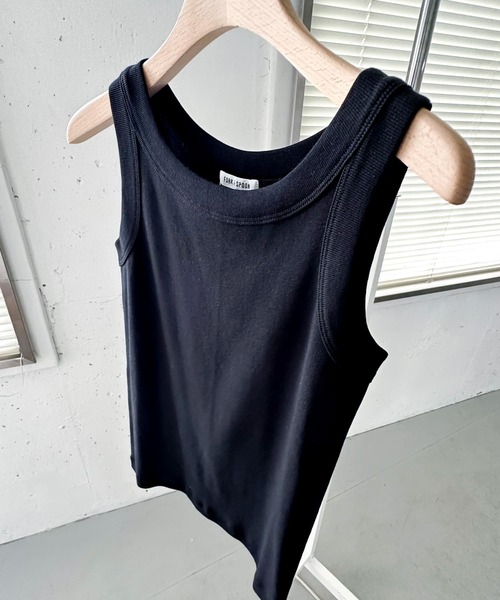 FORK&SPOON（フォークアンドスプーン）の「FORK&SPOON　フライスタンクトップ（タンクトップ・レディース・ブラック/オフホワイト・1）」の2枚目の写真