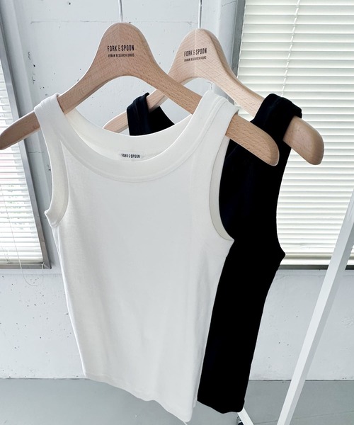 FORK&SPOON（フォークアンドスプーン）の「FORK&SPOON　フライスタンクトップ（タンクトップ・レディース・ブラック/オフホワイト・1）」の8枚目の写真
