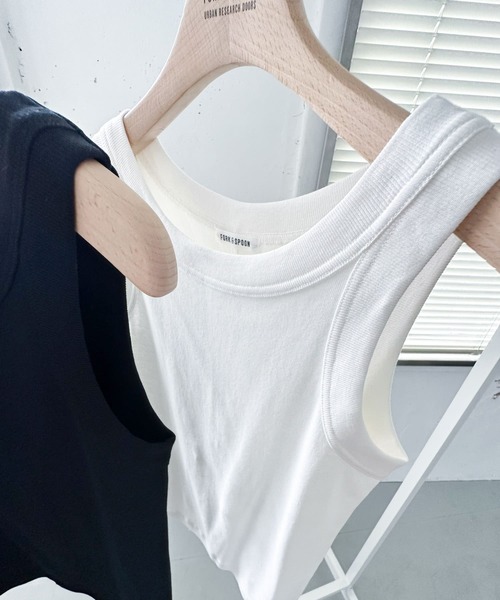 FORK&SPOON（フォークアンドスプーン）の「FORK&SPOON　フライスタンクトップ（タンクトップ・レディース・ブラック/オフホワイト・1）」の16枚目の写真