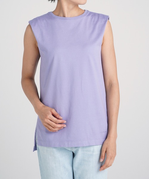 YANUK（ヤヌーク）の「タックショルダー スリーブレスTシャツ（Tシャツ/カットソー・レディース・ライラック/オレンジ・FREE）」の2枚目の写真