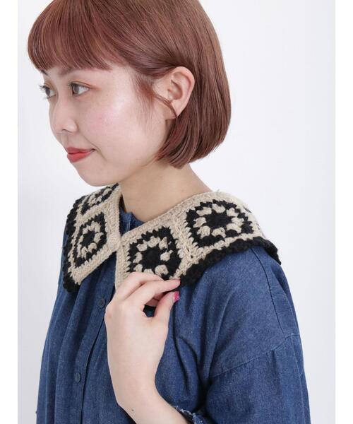 Samansa Mos2（サマンサ モスモス）の「配色クロシェ付け襟（ストール/ショール・レディース・ベージュ/ブラウン・F）」の4枚目の写真
