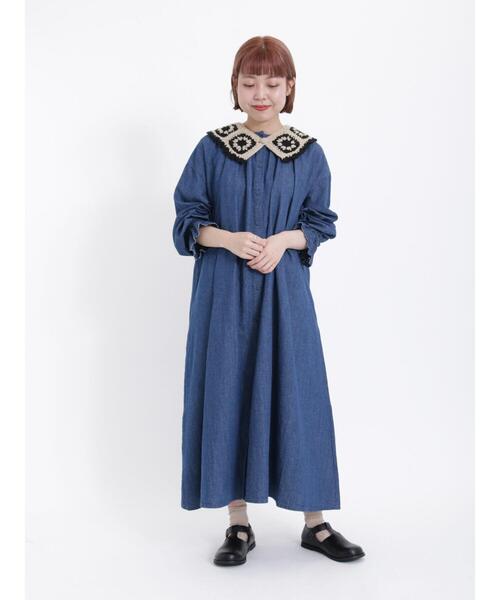 Samansa Mos2（サマンサ モスモス）の「配色クロシェ付け襟（ストール/ショール・レディース・ベージュ/ブラウン・F）」の7枚目の写真