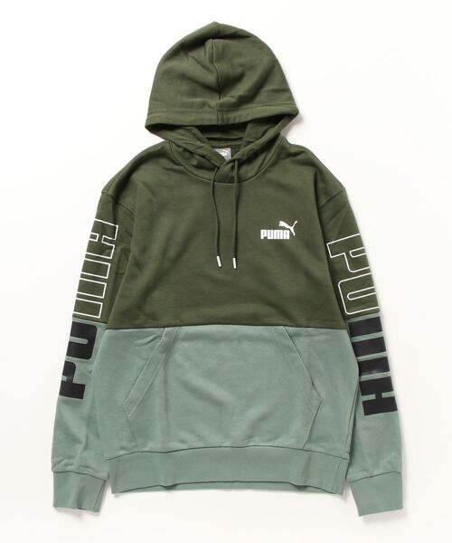 PUMA（プーマ）の「プーマ PUMA PUMA POWER カラーブロック フーディースウェット TR_（パーカー・メンズ・ブラック/オリーブ/ブラック×ホワイト/ブラック×グレー・S/M/L/LL/3L）」の4枚目の写真