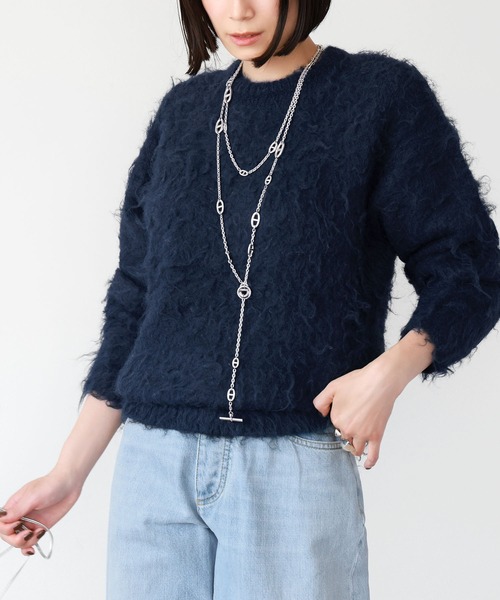 ELFRANK(エルフランク)の「シャギーニットプルオーバー(ニット/セーター・レディース・ネイビー/ピンクベージュ/グレイッシュベージュ・FREE)」の18枚目の写真