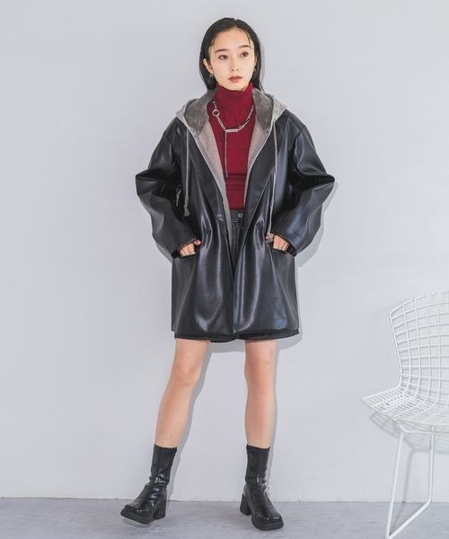 JEANASIS（ジーナシス）の「14Gカラーリブタートル/980538（ニット/セーター・レディース・パープル/レッド/グレー/ブラック/パープル系その他/ボルドー/ライム/ネイビー/オフホワイト/チャコールグレー・FREE）」の17枚目の写真