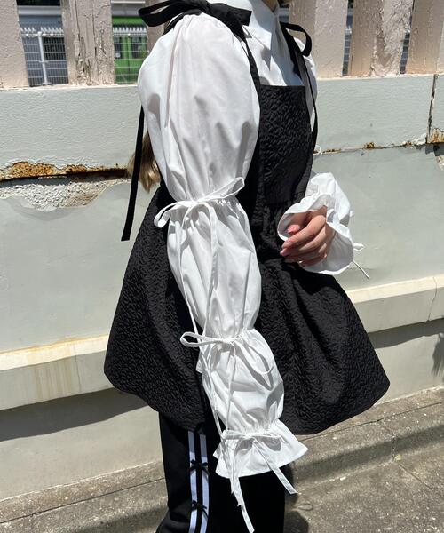 WC（ダブル シー）の「リボンキャンディースリーブブラウス（シャツ/ブラウス・レディース・ホワイト/ブラック・FREE）」の4枚目の写真