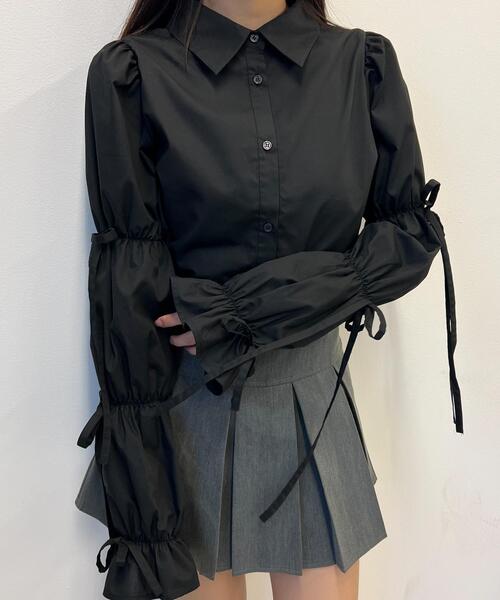 WC（ダブル シー）の「リボンキャンディースリーブブラウス（シャツ/ブラウス・レディース・ホワイト/ブラック・FREE）」の9枚目の写真