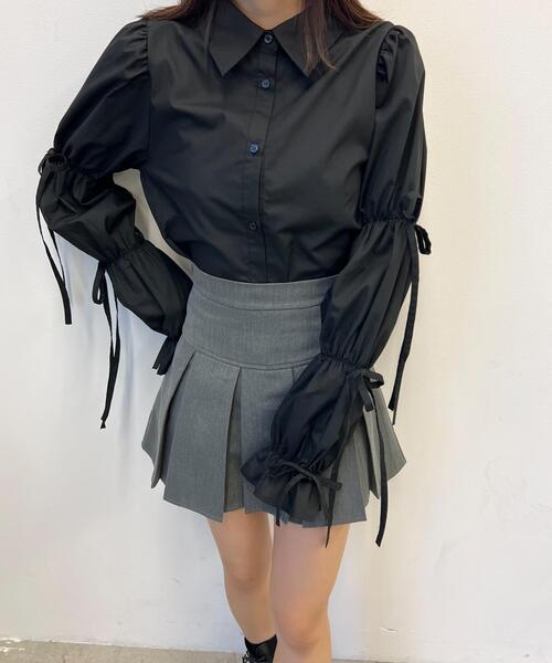 WC（ダブル シー）の「リボンキャンディースリーブブラウス（シャツ/ブラウス・レディース・ホワイト/ブラック・FREE）」の10枚目の写真