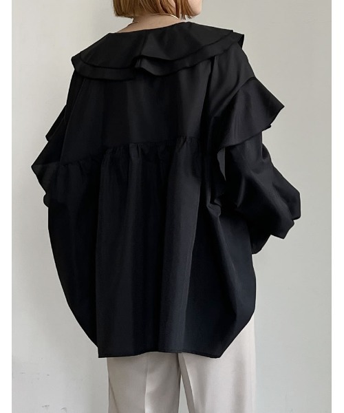 Re:EDIT（リエディ）の「オーバーサイズビッグフリルブラウス（シャツ/ブラウス・レディース・ブラック/ホワイト/パープル・MEDIUM/LARGE）」の21枚目の写真