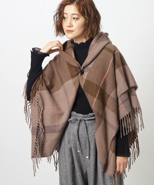 grove(グローブ)の「◆トグルボタン衿ギャザーチェックポンチョ【手洗い可】(ポンチョ・レディース・ブラウン系その他3/ブラック系1/グレー系その他2・00)」の3枚目の写真