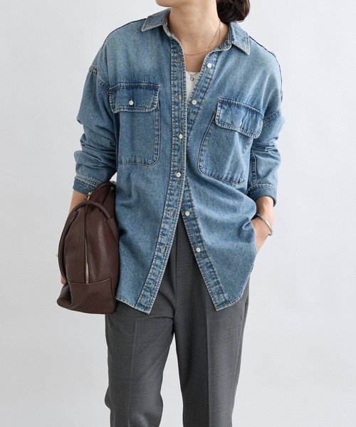 リヴドロワ　MONN　モン　ビッグデニムシャツ　ブルー MONN.:./ビッグデニムシャツ（シャツ/ブラウス）｜RIVE DROITE