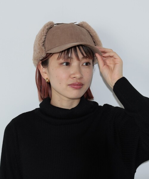 BEAMS HEART(ビームスハート)の「ボア イヤーフラップ付きキャップ(キャップ・レディース・ベージュ/オリーブ/ブラック/ブラウン・FREE)」の3枚目の写真