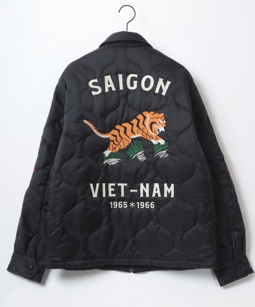 HOUSTON(ヒューストン)の「HOUSTON/ヒューストン Quilting Vietnam Jacket/ナイロンリップ キルティング ベトナムジャケット/ベトジャン(ミリタリージャケット・メンズ・ライトカーキ/ブラック・M/L/XL)」の8枚目の写真