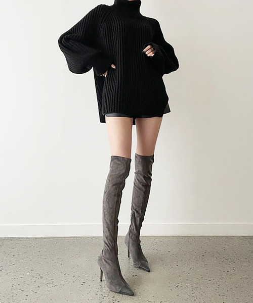 Girly Doll（ガーリードール）の「オーバーサイズタートルネックニット（ニット/セーター・レディース・オフホワイト/ブラック・F）」の10枚目の写真