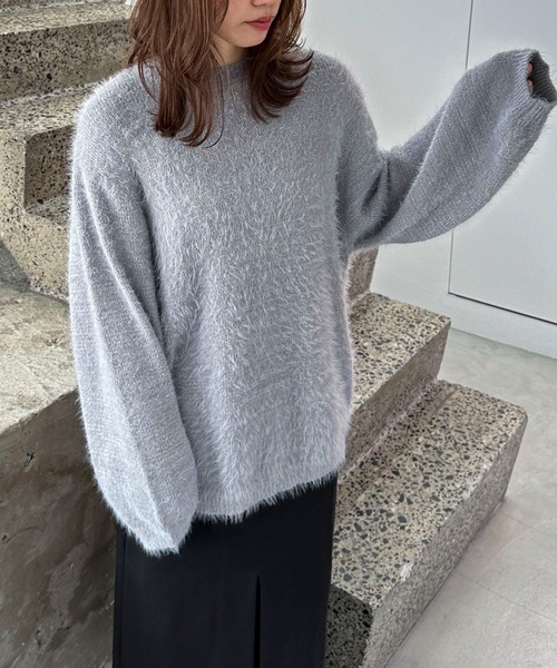 feepur(フェピュール)の「【ハンドウォッシャブル】ラメシャギールーズニット(ニット/セーター・レディース・ブラック/グレー/オフホワイト・MEDIUM)」の18枚目の写真