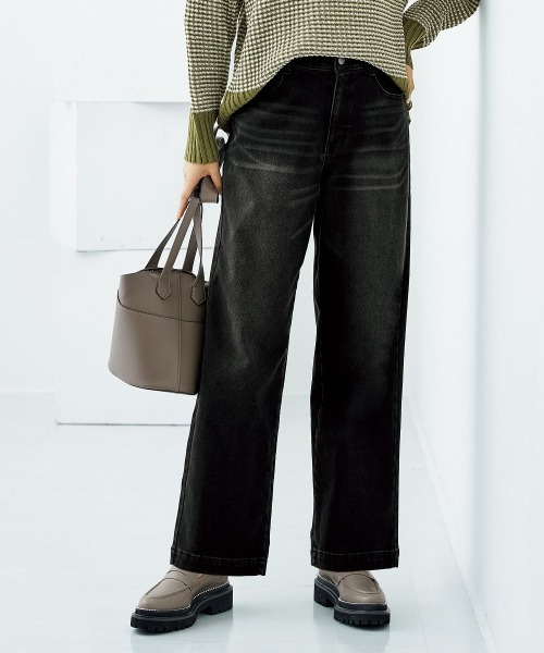 nissen（ニッセン）の「【あったか裏起毛】ストレッチゆるフィットワイドパンツ（チノパンツ・レディース・ボルドー/ベージュ/チャコール/ブラック系1/ネイビー系2/ネイビー系1/ブラック・LL/3L/S/L/M）」の11枚目の写真