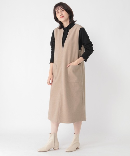 studio CLIP（スタディオクリップ）の「ダブルポケットジャンスカ（ジャンパースカート・レディース・チャコール/ベージュ/ブラウン・ﾌﾘｰ(L)/FREE/PF）」の3枚目の写真