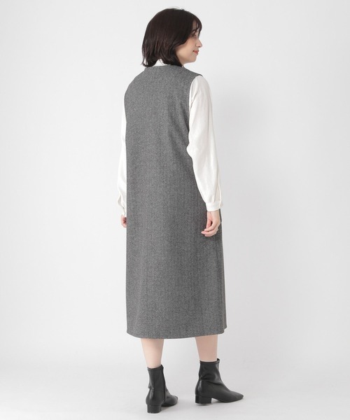 studio CLIP（スタディオクリップ）の「ダブルポケットジャンスカ（ジャンパースカート・レディース・チャコール/ベージュ/ブラウン・ﾌﾘｰ(L)/FREE/PF）」の4枚目の写真