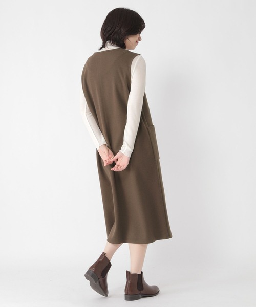 studio CLIP（スタディオクリップ）の「ダブルポケットジャンスカ（ジャンパースカート・レディース・チャコール/ベージュ/ブラウン・ﾌﾘｰ(L)/FREE/PF）」の6枚目の写真