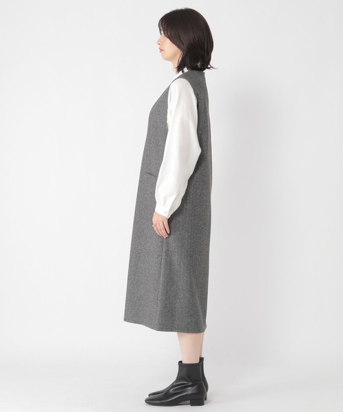 studio CLIP（スタディオクリップ）の「ダブルポケットジャンスカ（ジャンパースカート・レディース・チャコール/ベージュ/ブラウン・ﾌﾘｰ(L)/FREE/PF）」の9枚目の写真