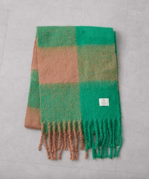 CIAOPANIC TYPY（チャオパニックティピー）の「洗える静電気防止フリンジマフラー《チェック》（マフラー・メンズ・グリーン/ブルー・ONE SIZE）」の7枚目の写真